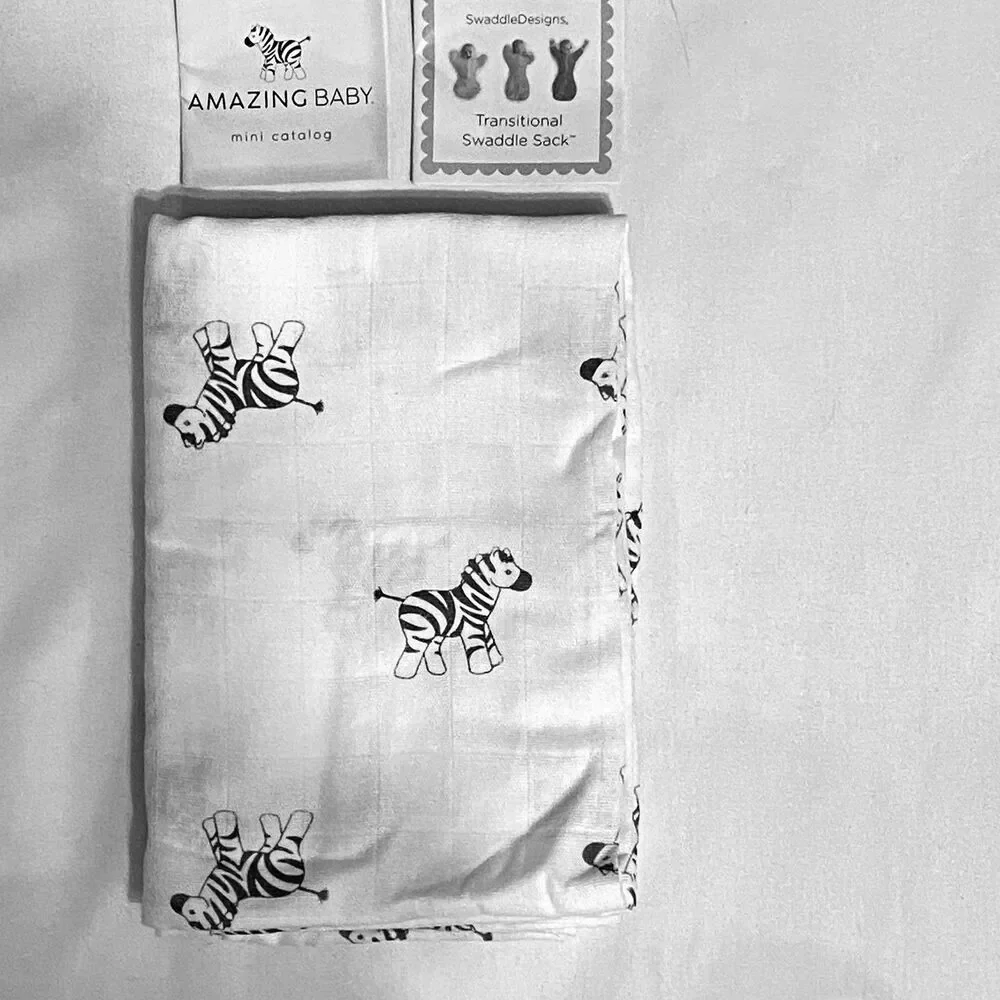 Amazing Baby Newborn Cotton Muslin Zebra Swaddle Blanket 36x36 inch Breathable